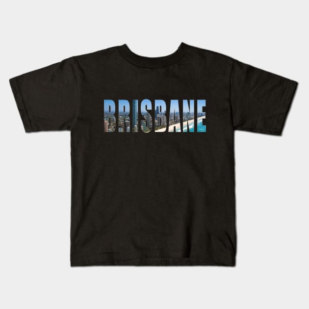 Brisbane City Skyline Silhouette Kids T-Shirt by swiftscuba